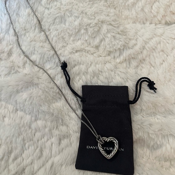 Authentic David Yurman Sterling Silver Open Heart Cable Necklace - Picture 3 of 16